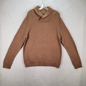 Outdoor Life Brown Ribbed Knit Button Neck Collar Preppy Classic Unisex Pullover